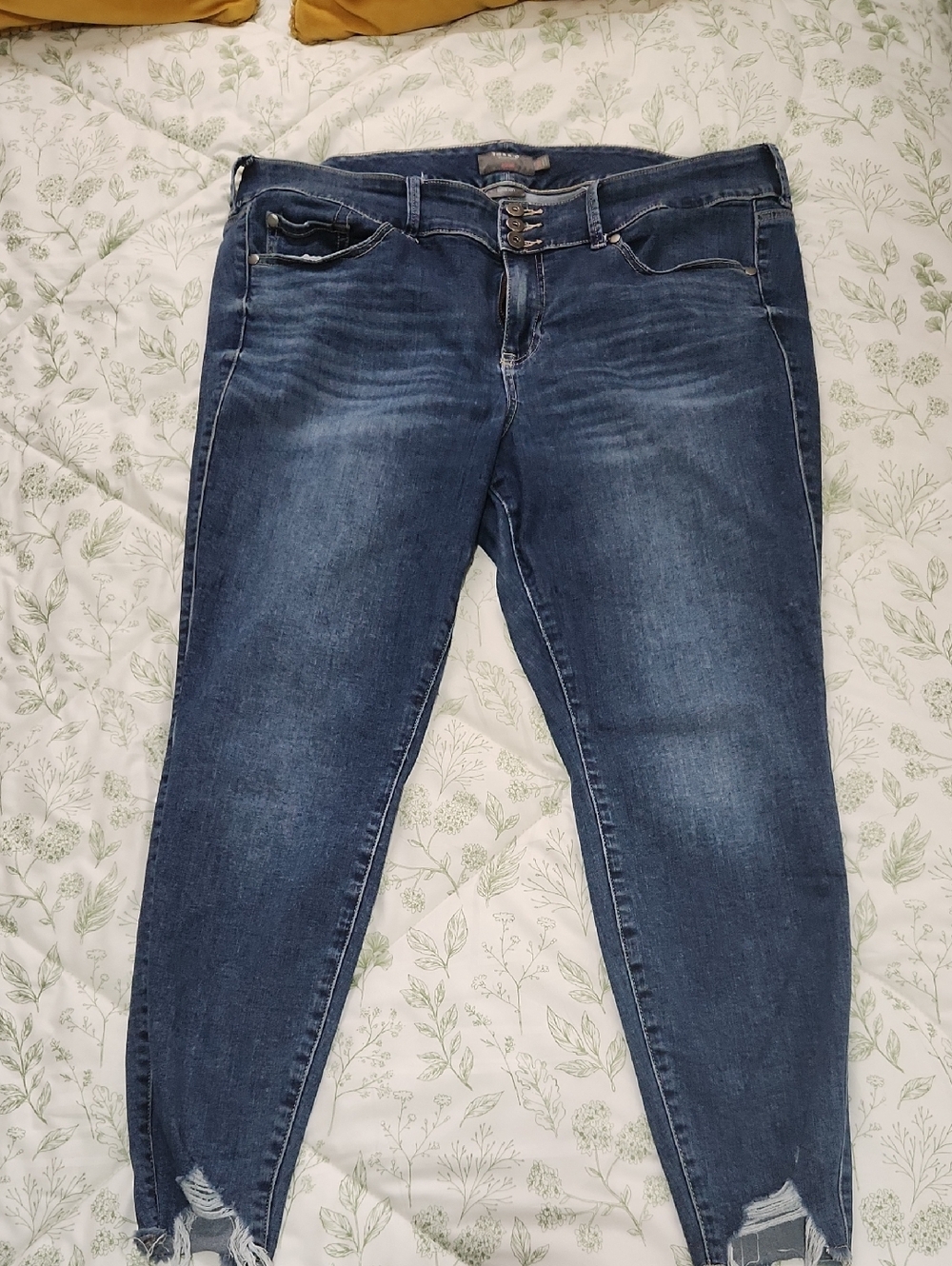 torrid Dark Blue Jeggings With Shark Bite Hem